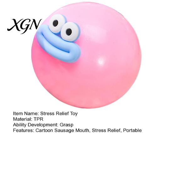 Tragbarer Stressabbau Cartoon Wurstmund Ball Spielzeug Linderung Große Augen Quetschen Angst Fidget Langsam Aufgehend Home Office Mitarbeiter Schreibtisch TPR
