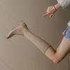 Fashion Comemore Retro Knitted Knee High Elastic Boots Chunky High Heeled Women's Sock Long Boots Casual Slip on Autumn Single Botas