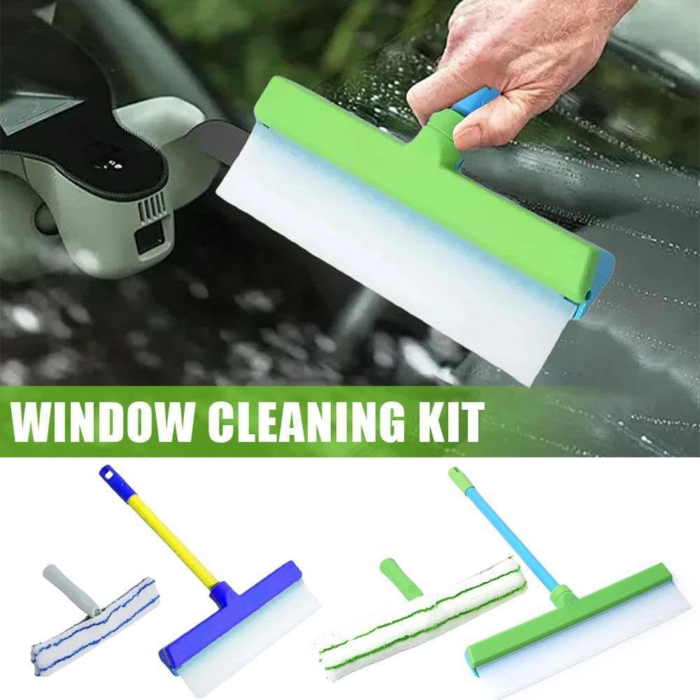 Aqua Swipe Recyclable Silicone Window Squeegee Kit Microfiber Scrubber Multi-Purpose Cleaner Tool for Mirrors Cars Glass Panels