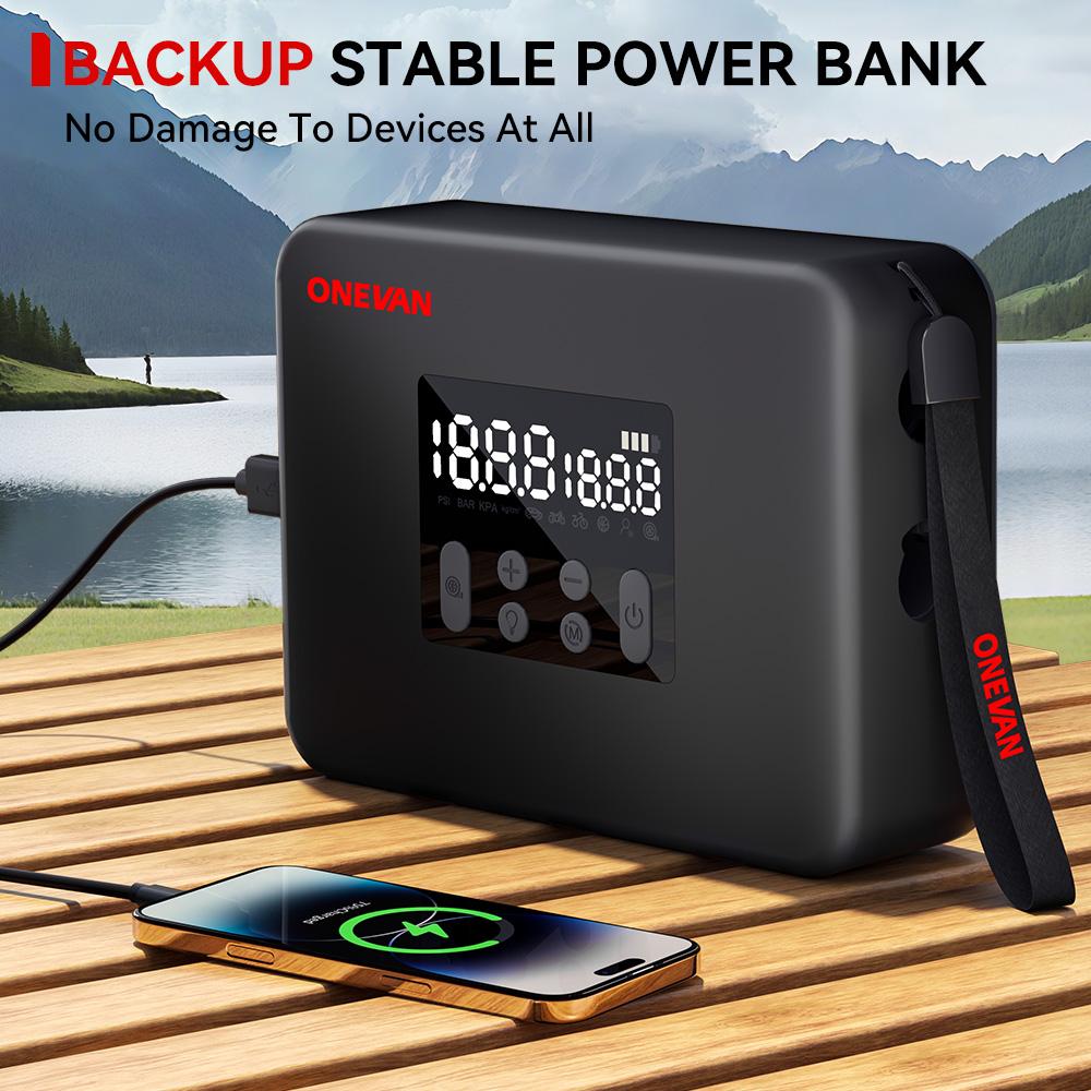 ONEVAN 2IN1 Cordless Car Air Pump High Power Dual Inflatable 160PSI DC12V With Digital Pressure Air Car Compressor Car Tire