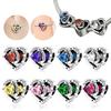 Copper Colors Heart Charms Month Birthstone Series Beads Fit Original Bracelet Diy Fine Jewelry Gift For Women