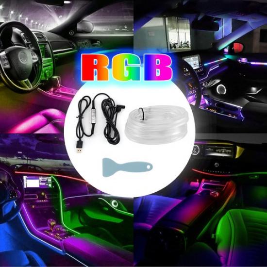5m Car Interior Ambient Light Wireless RGB LED Remote Control Atmosphere Lamp