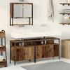 Bathroom Furniture Set with Shelf and Door 3 pcs Brown Particleboard