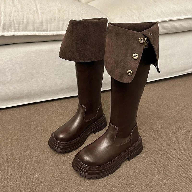 Women's High Over The Knee Boots Trendy Retro Fashion Winter Walking Snowmobile Boots Outdoor 2025 Botas De Invierno Para Mujer