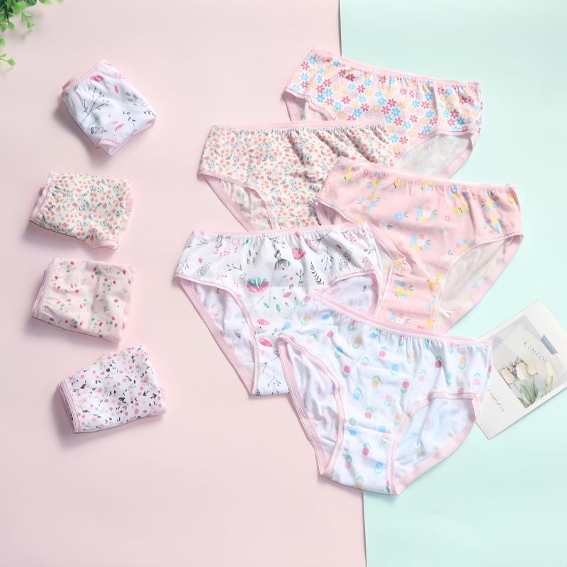 12PC/Set Baby Girls Briefs Cotton Panties Kids Floral Underwears Children Short Underpants For 2-12Years