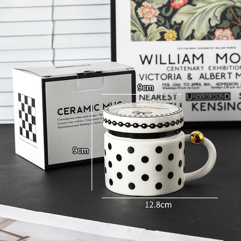 

Женская кружка высокого качества Высококлассная легкая роскошь Французская керамическая чашка для питья с крышкой Офисный дизайн Ниша 380ml
