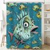 Stylish Blue Underwater World Fish Print Shower Curtain For Bathroom Decor Waterproof Fabric, Easy Install Shower Curtains