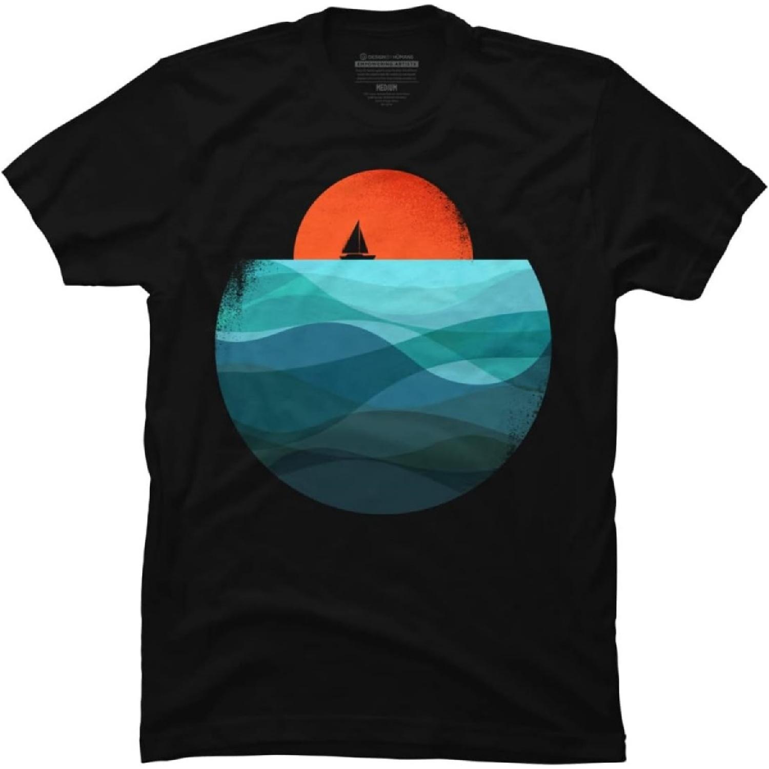 

Мужская футболка Design By Humans Ocean Wave от radiomode - - S чёрный