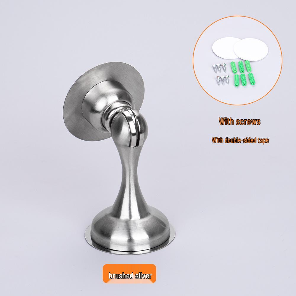 Strong Magnetic Stainless Steel Door Stopper: Silent, Thickened, Anti-Collision, No-Punch Holder for Bathroom and Bedroom.