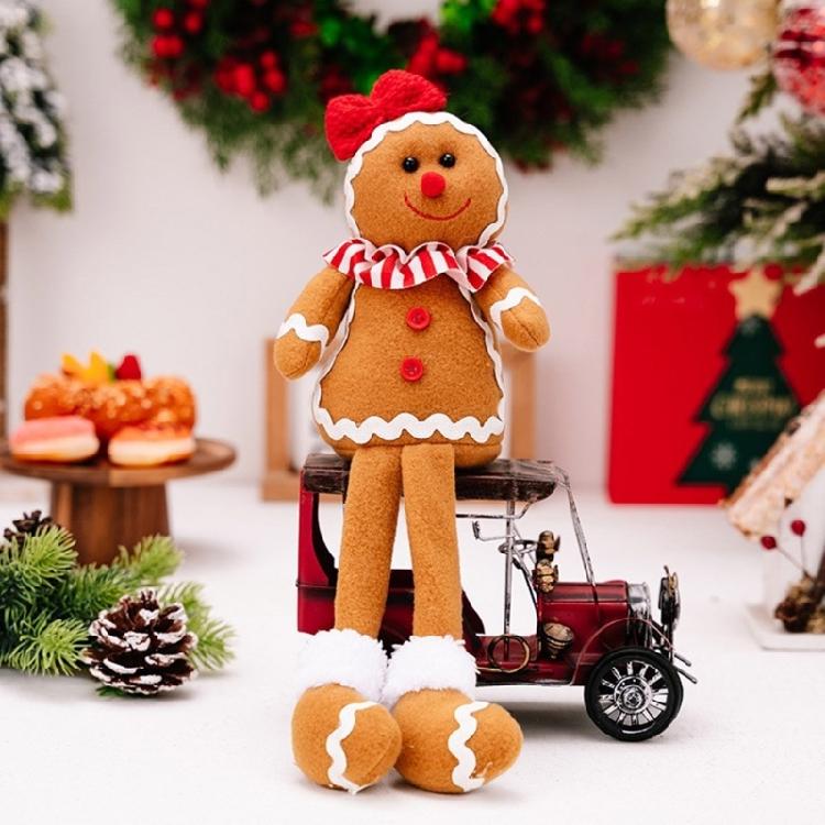 Dekorative Lebkuchenmann-Figur mit Beinen, Blickfang für Fenster und Tür, Weihnachtsfeierdekoration