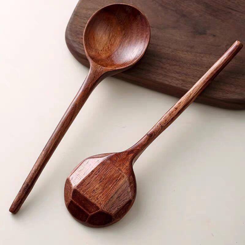 1Pc Big Wooden Spoon Long Handle Cooking Spoon Ladle Japanese Ramen Soup Spoon Large Dinner Serving Spoon Wood Kitchen Tableware