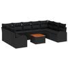 VidaXL Ensemble de canapé de jardin 10 pièces avec coussins noir poly rattan acacia 3347625