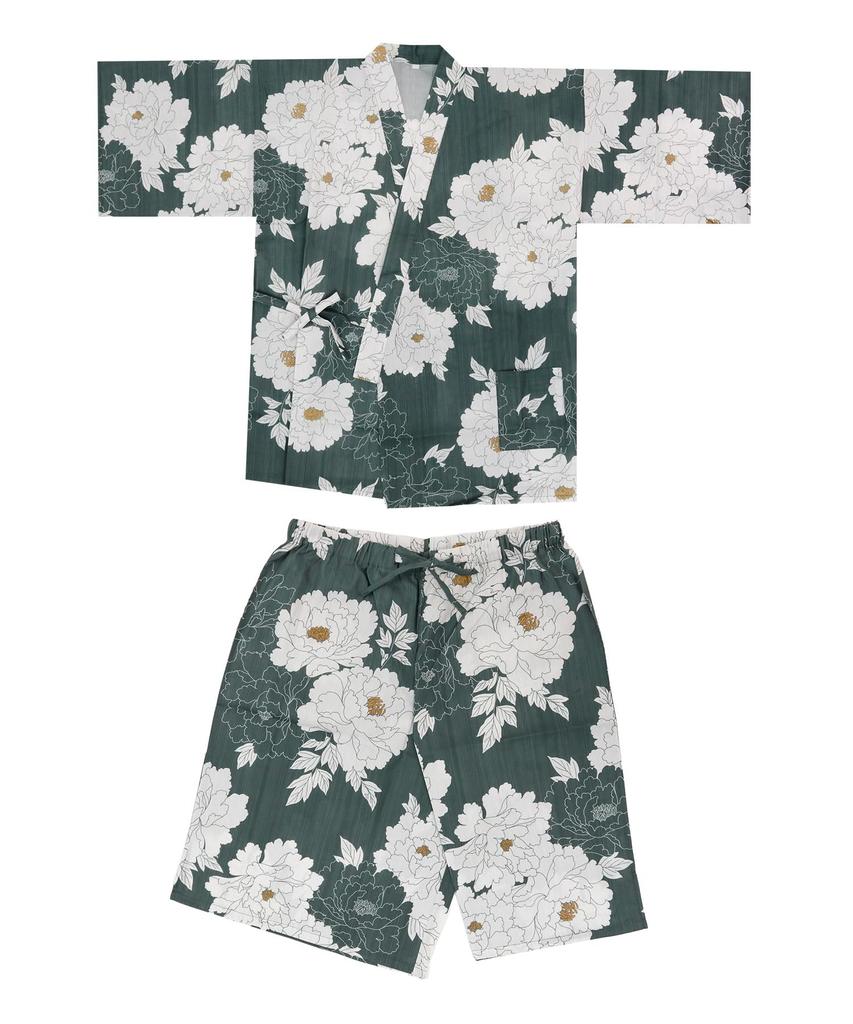 [Kyouetsu] Jinbei (Japanese summer wear) - Single item or top and bottom set - Women's loungewear - Cotton - Free wide size - FW (Green Shade Classic