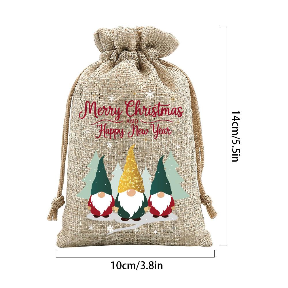 24pcs Christmas Packaging Bags Linen Drawstring Bags Festival Decoration Bags Storage Bags Velvet Gift Bags Drawstring Bags