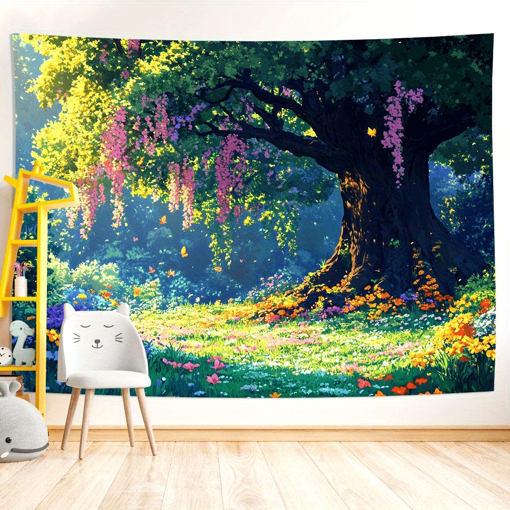 1pc, Enchanted Forest Tree Tapestry, Polyester, 3D Wall Hanging Decor, Perfect Gift for Living Room, Bedroom, Office, Party, Ele 100X70CM