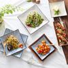 7.8 Inch Square Dinner Plate Japanese Snack Dishes Ceramic Serving Plate Dinnerware Rice Dishes Tea Saucer Microwave Safe