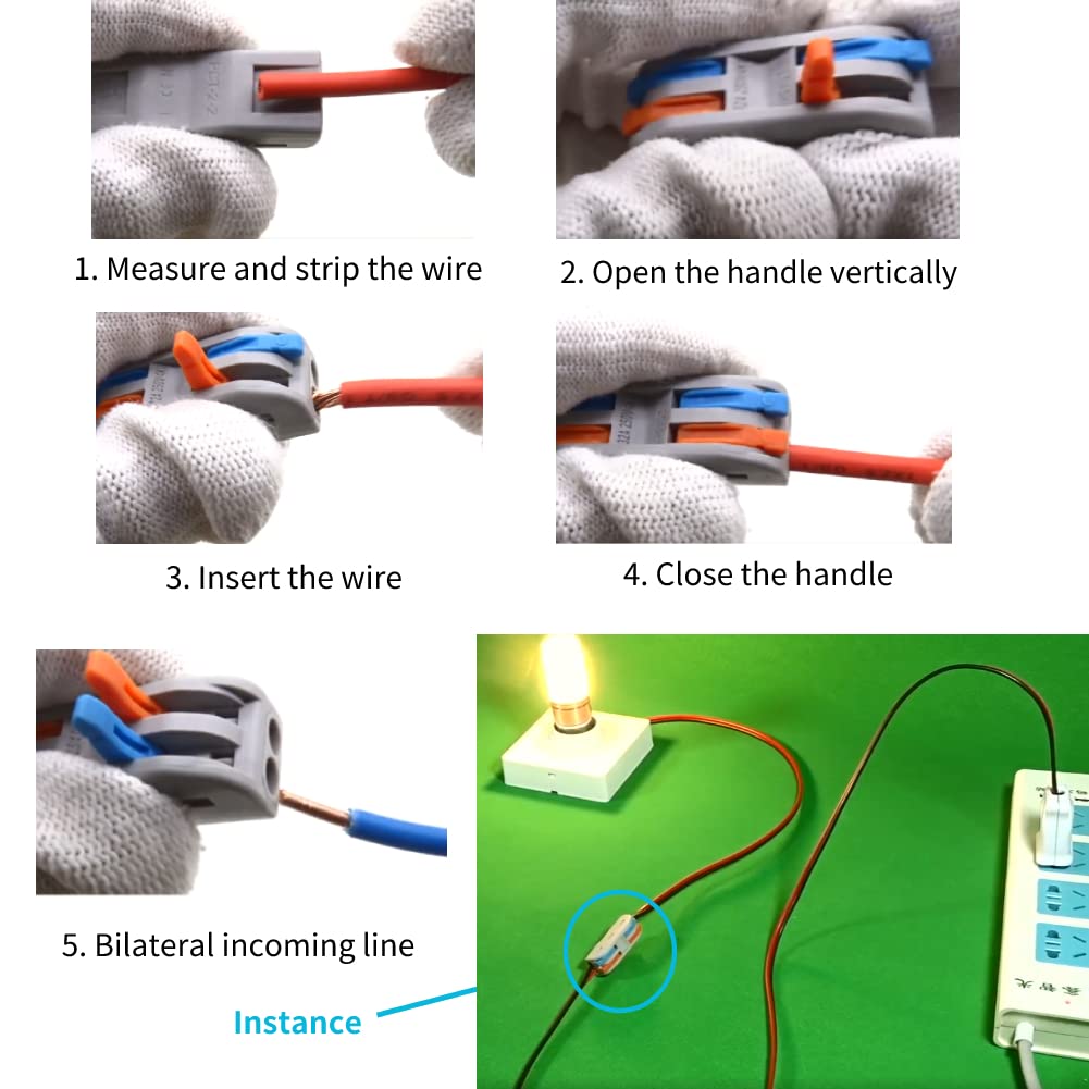20Pcs DIN Rail Terminal Blocks Kit, Universal Compact Wire Wiring Connector, for Electrical Wires, Appliances, Electrical Controls