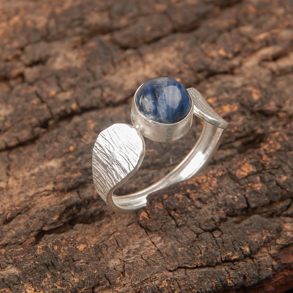 Natural Sodalite Gemstone Handmade 925Sterling Silver Jewelry Ring Gift For Mom RR-1-14