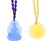 Blue White Gold And Yellow Crystal Carved Buddha Bodhisattva Pendant Necklace Jewelry Charm Aura Amulet Gift For Men Women