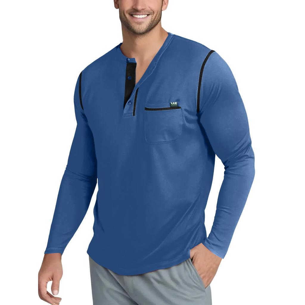 Men's Casual Solid Color Buckle Quick Dry Shoulder  Long Sleeved