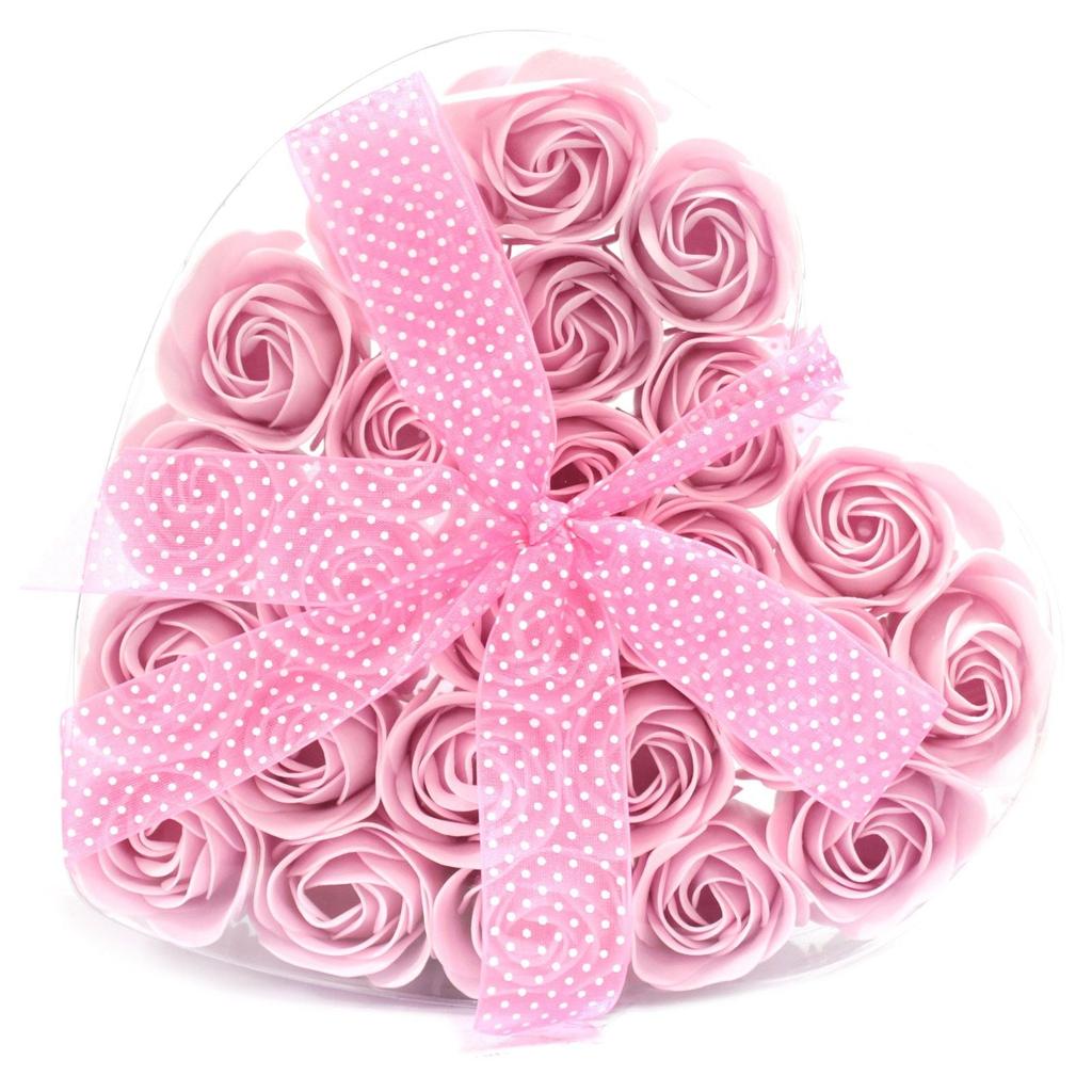 Soap Roses Heart Box Pink 24-Pack