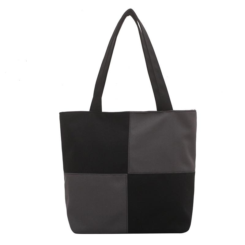 IELGY Fashion All-match Color Contrast Stitching Large Capacity Shoulder Bag Women
