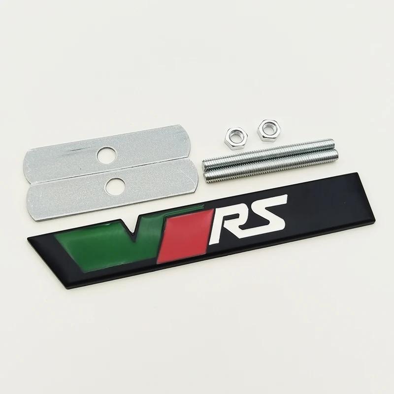 3d Metal RS Logo VRS Car Front Grill Emblem Rear Trunk Badge for Skoda VRS Octavia 1 2 3 Rapid Kodiaq Karoq Fabia Kamiq Superb EH4