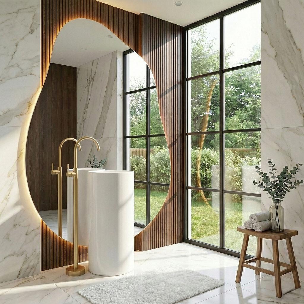 Lungo Freestanding Brushed Matt Gold Floor Washbasin Tap
