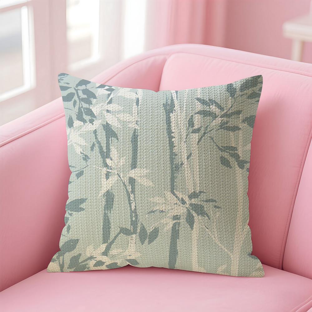 Bamboo Luxury Cushion Cover Natural Linen Pillow Case Double-Sided Print Decorative Sofa Pillowcase Home Decor Gift