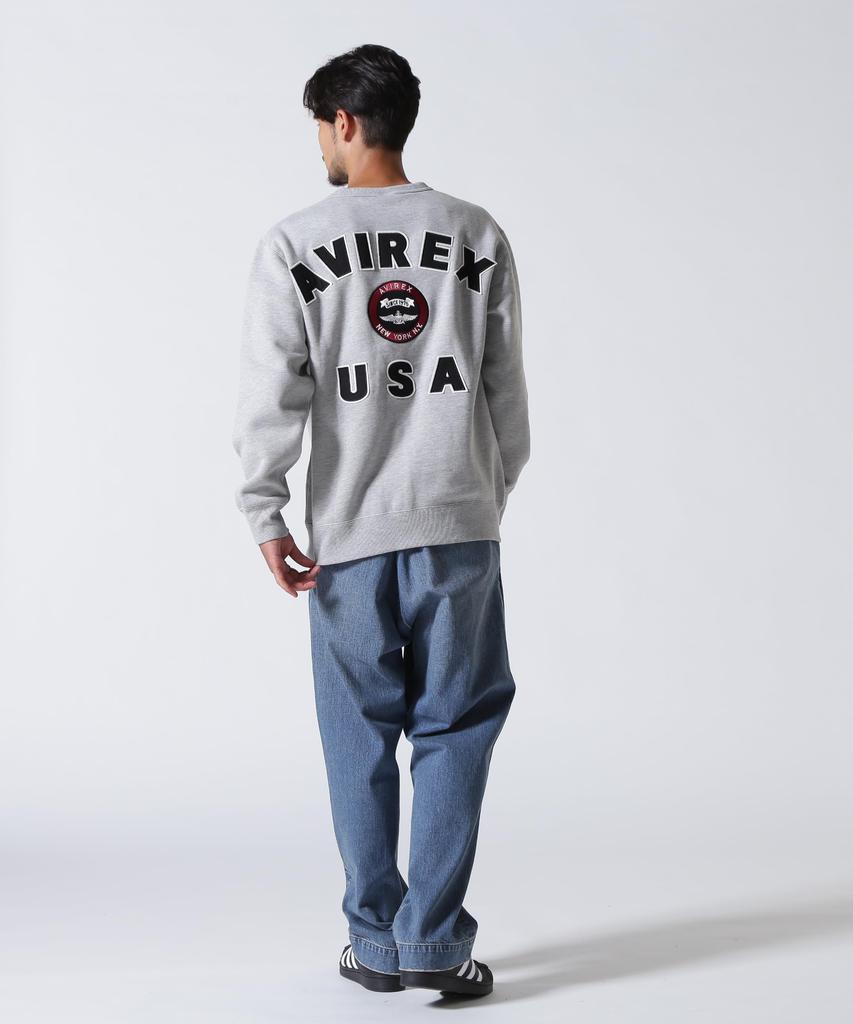 Avirex Varsity Logo Crew Neck Size Sweatshirt, Men's Large, 382, Oxford, 783-3932007