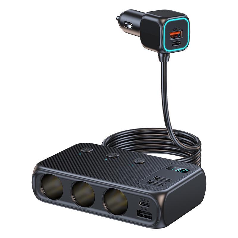 171W Multi-Function Car Charger with Independent Switch and Fast Charging