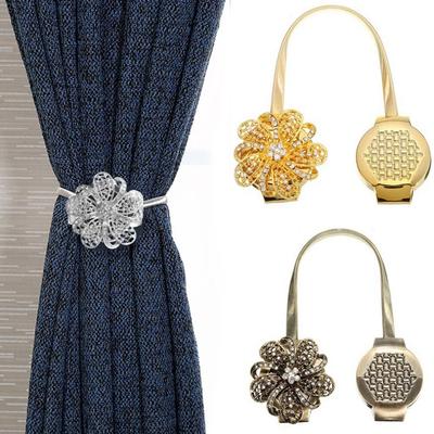 1/2pcs Sparkling Crystal Drapery Stretchy Buckle Flower Type Curtain Tie Rope  Home Decor