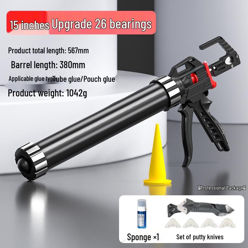 Automatic Glass Glue Gun with 26 Bearings - Labor-Saving Caulking Tool for Structural Adhesive