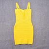 Yellow Striped Spaghetti Strap Bodycon Dress with Waist-Cinching