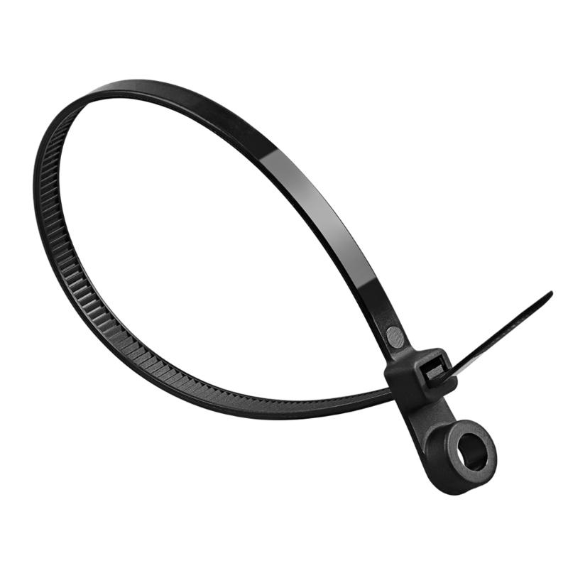 100PCS Automatic Locking Nylon Cable Tie Buckles 18kg Capacity Black White with Screw Mounts for Secure Cord Management
