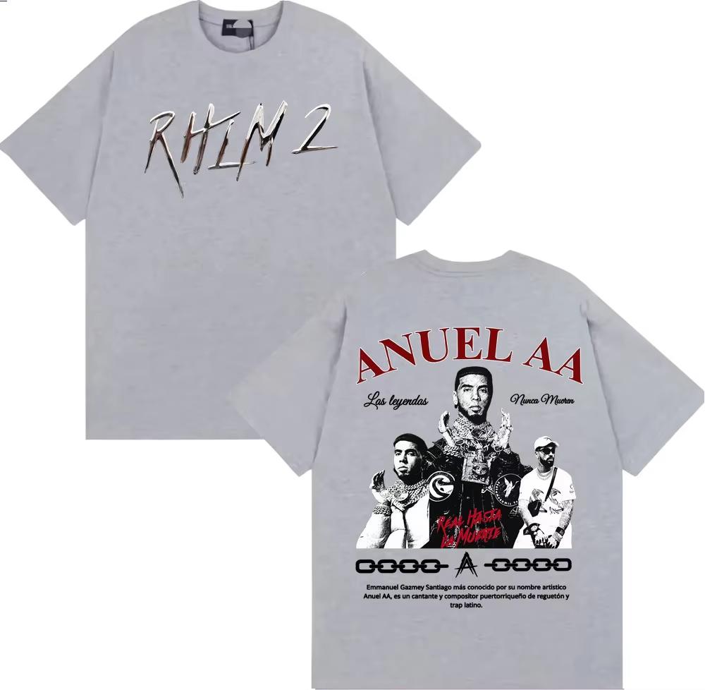 Rapper Anuel AA Rhlm 2 Album 2025 World Tour T Shirts Men Clothing Hip Hop High Street T-shirt Vintage Casual Oversized Tshirts