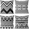Housses de Coussin à Motifs Géométriques Noir et Blanc Housse de Coussin Adaptée pour Canapé Chambre Voiture
