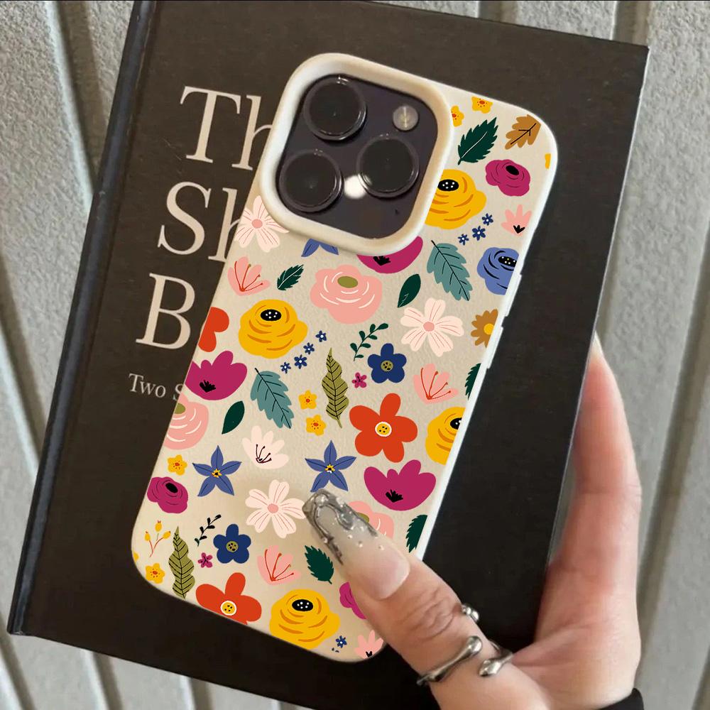 

Lichee leather pattern Phone Case For HOT Luxury Watercolor Flower Redmi Note 14 13 12 11 10 9 8 Pro Plus 4G 5G Shockproof Cover Note 14 4G