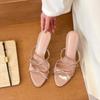 Hot Selling Women Sandals 2025 Summer New Female Slippers Thin Heel Open Toe Fashion Butterfly-knot High Heel Party Slides Shoe