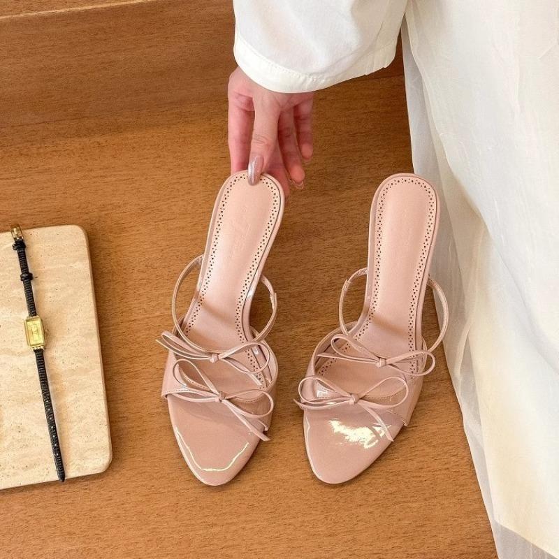 Fashion Hot Selling Women Sandals 2025 Summer New Female Slippers Thin Heel Open Toe Fashion Butterfly-knot High Heel Party Slides Shoe