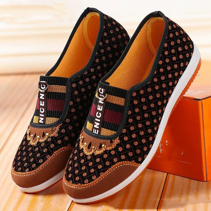 Women's Warm Shoes Nylon Snow Winter Non-slip Thick Warm Mom Cotton Shoes with Velvet Anti Cold Durable Grandma Soft Soled Shoes