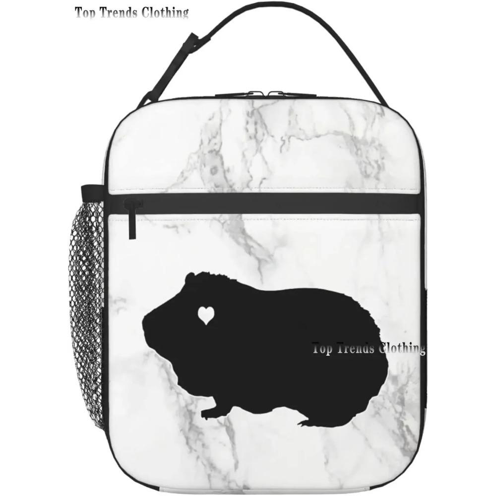 Cute Guinea Pig Lunch Box Portable Insulation Tote Bag Leakproof Lunch Cooler for School Work Office Picnic Beach Soft Freezable