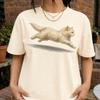 Cute Running Cat Shirt Funny Cat Lover Comfort Colors Tee Kawaii Cat Graphic Animal Shirt