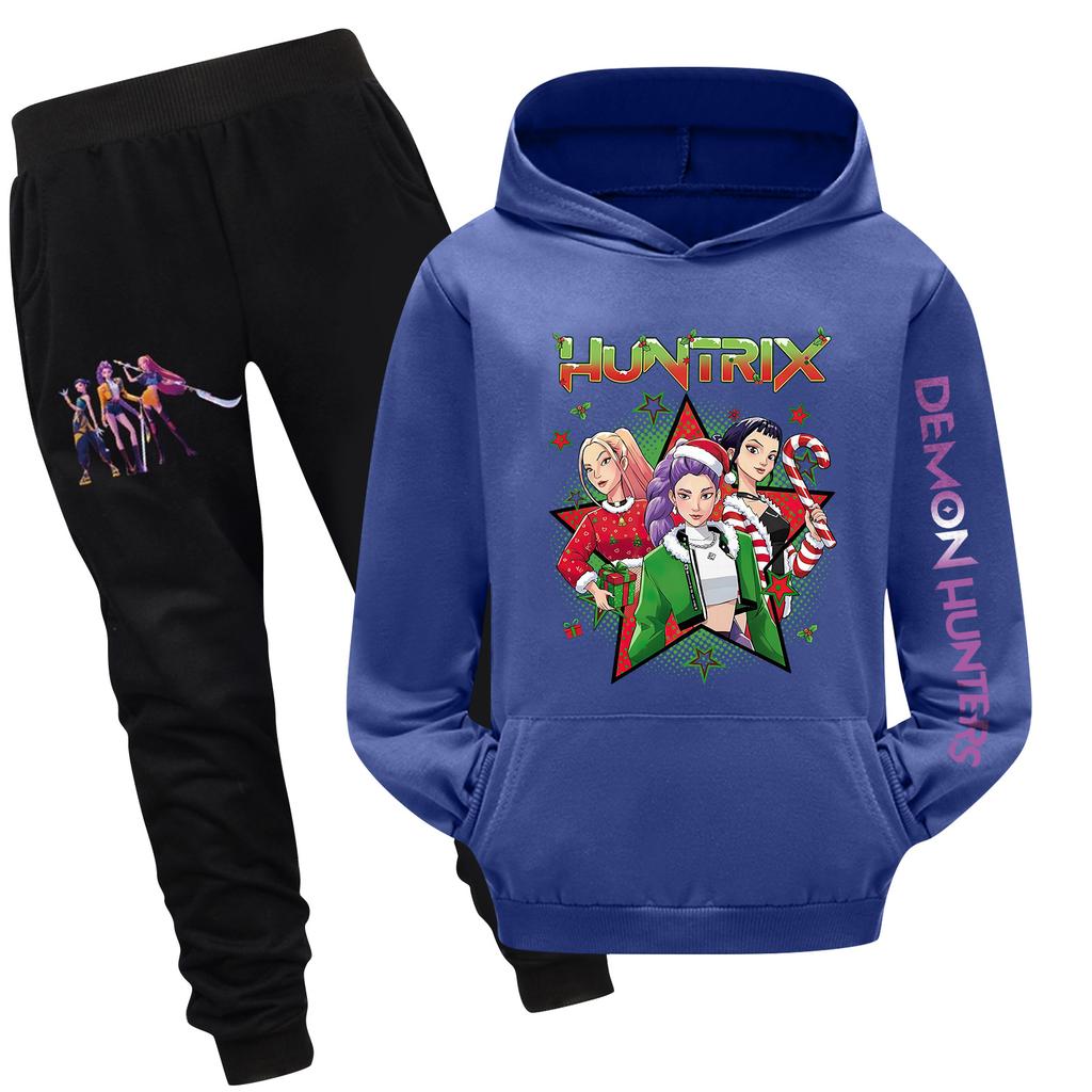 Children's Hooded Top And Pants Two-piece Tracksuit Set Long-sleeved Printed Sweatshirt Set