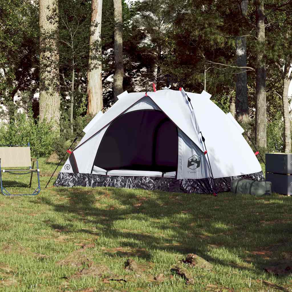 Dome Camping Tent for 3 Persons White Blackout Quick Release