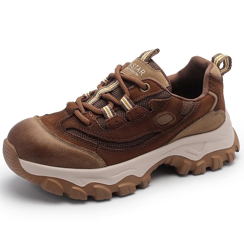 Fashion New Designers Genuine Leather Mesh Women Travel Shoes Sneakers Soft Sole Lightweight Antiskid Outdoor Walking Shoes Woman