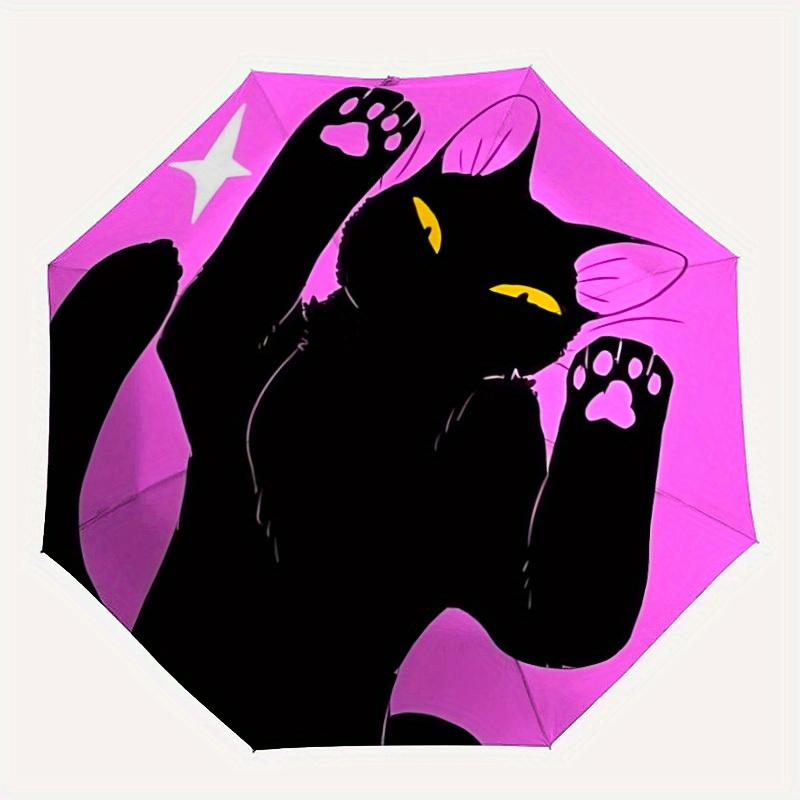 

1pc Black Cat Silhouette Automatic Open/close Folding Umbrella, Compact Portable Travel Umbrella, Durable Construction yy250809125