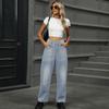 Women's Fashion Casual Solid Color Print High Waist Trousers Pants & Capris