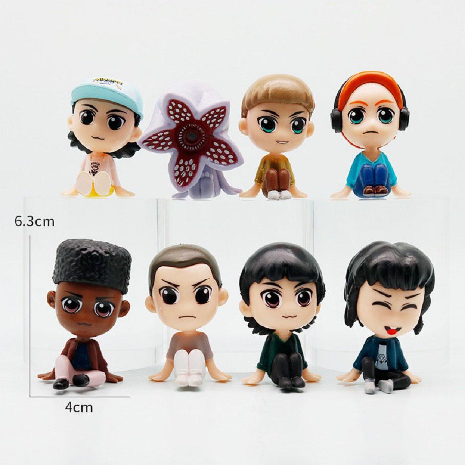 8pcs/style Strangers Things blind box Q-version Sitting posture Anime Figure Jane Ives Action Figure desktop statue Toy fan gift