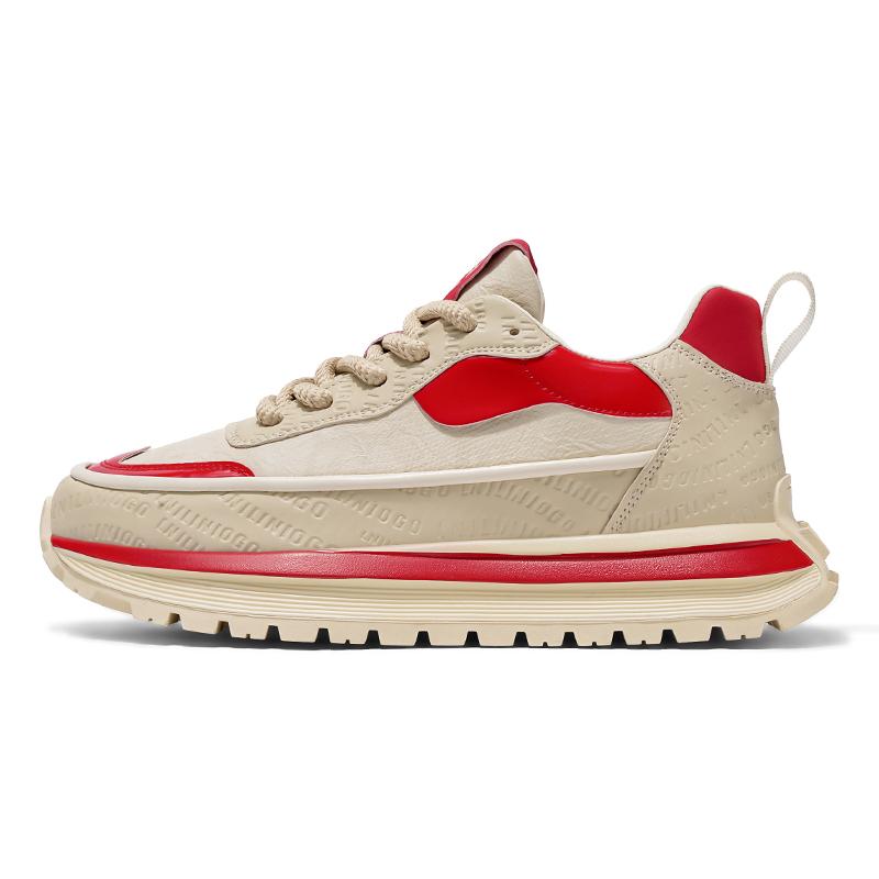 

39-44 Мужская модная обувь на толстой подошве, увеличивающая рост, спортивная и досуговая обувь Forrest Gump Shoes Кроссовки для бега 44 красный/бежевый